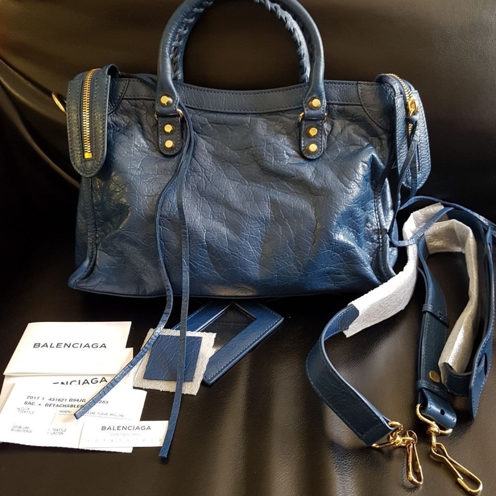 Balenciaga Classic City Blue Leather Bag - Picture 4 of 4